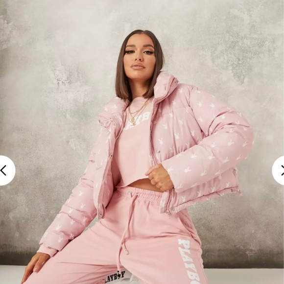 Pink playboy puffer jacket Clearance